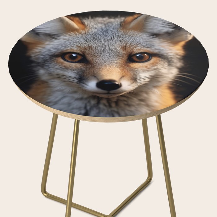 Foxfire Gaze Gray Fox Photorealistic Digital Wildlife Artwork Side Table Gallery Image 2