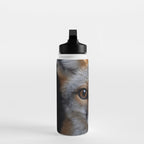 Foxfire Gaze Gray Fox Photorealistic Digital Wildlife Artwork Water Bottle Gallery Image 3