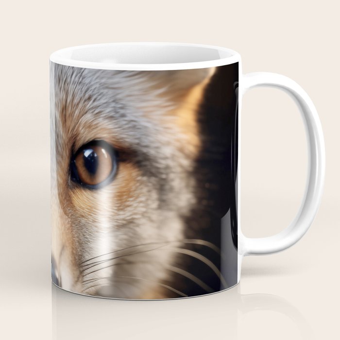 Foxfire Gaze Gray Fox Photorealistic Digital Wildlife Artwork Coffee Mug Gallery Image 1