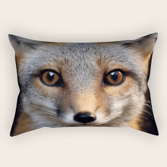 Foxfire Gaze Gray Fox Photorealistic Digital Wildlife Artwork Rectangular Pillow Gallery Image 2