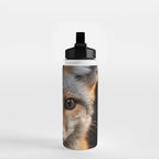 Foxfire Gaze Gray Fox Photorealistic Digital Wildlife Artwork Water Bottle Gallery Image 2