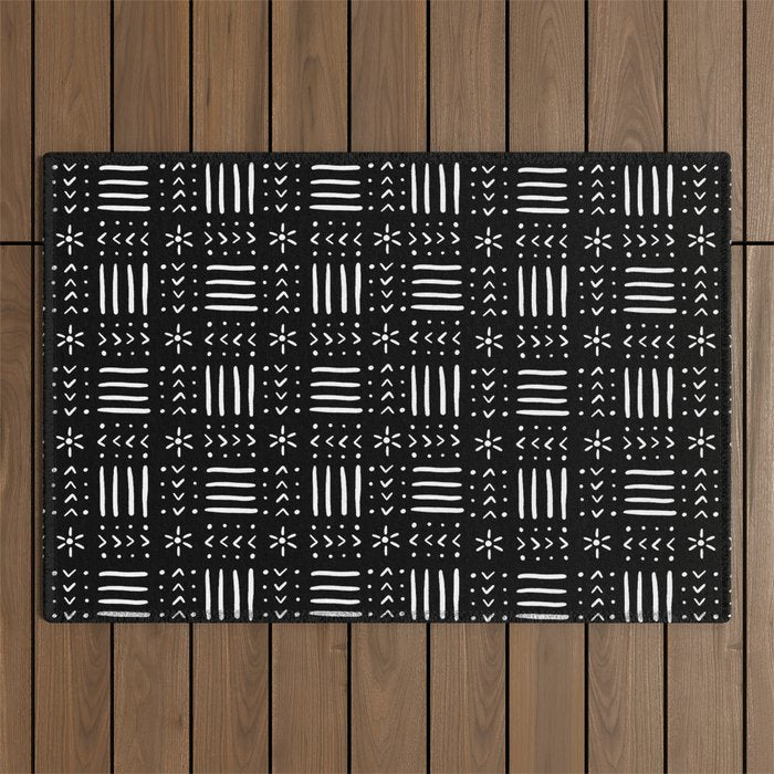 Mudcloth III (Black) Outdoor Rug Gallery Image 1