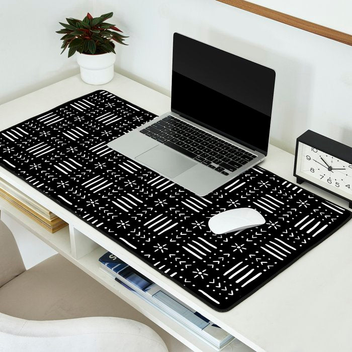 Mudcloth III (Black) Desk Mat Gallery Image 2
