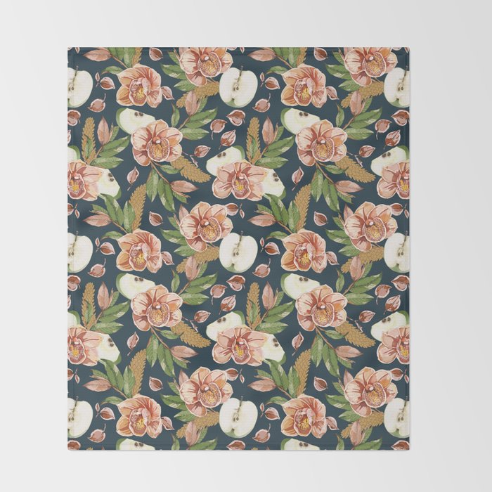 Tropical flowers autumn field D Throw Blanket Gallery Image 2