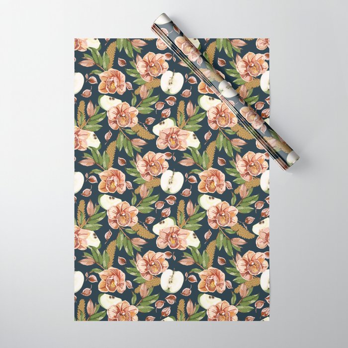 Tropical flowers autumn field D Wrapping Paper Gallery Image 1