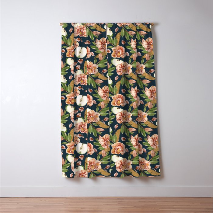 Tropical flowers autumn field D Window Curtain Gallery Image 3