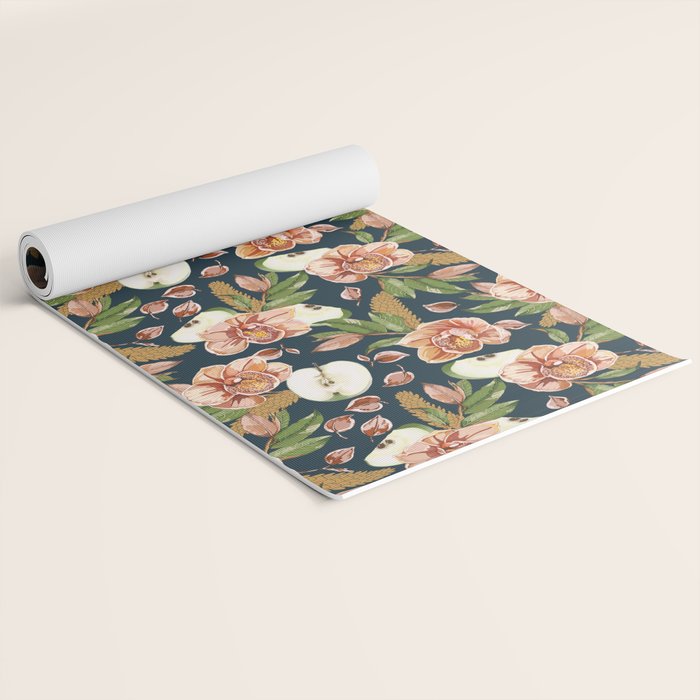 Tropical flowers autumn field D Yoga Mat Gallery Image 2