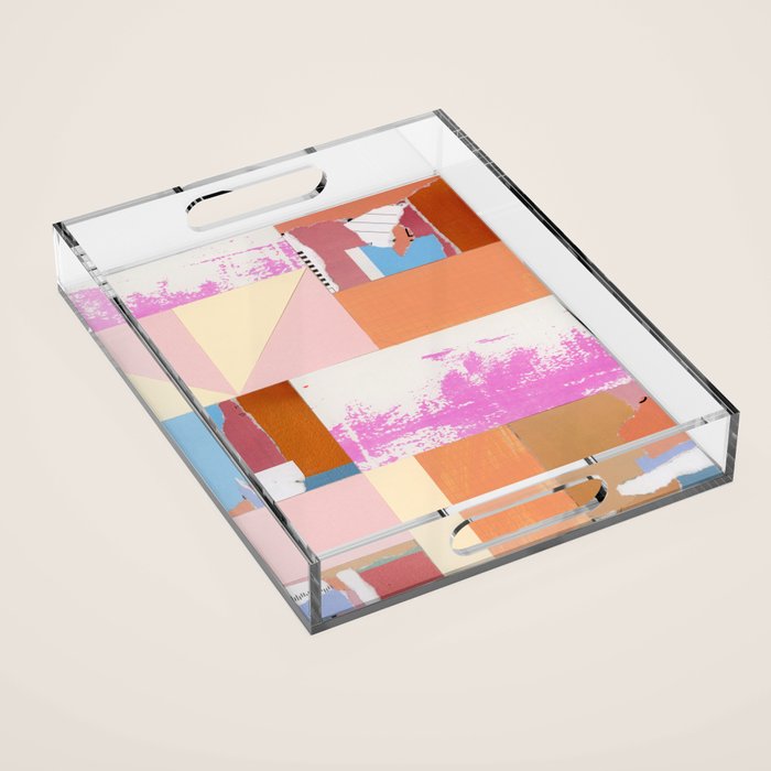 paper quilt collage - no.1 Acrylic Tray Gallery Image 1