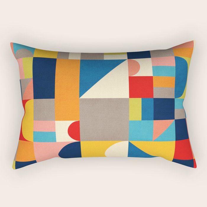 Bright Colorful Geometric Modern Vibrant Art Rectangular Pillow Gallery Image 1