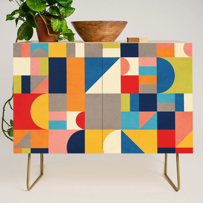 Bright Colorful Geometric Modern Vibrant Art Credenza Gallery Image 1