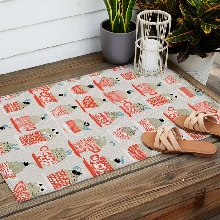 Sweet monster cupcake red Outdoor Rug Gallery Image 2