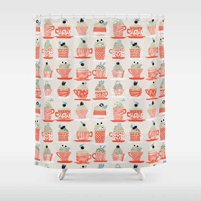 Sweet monster cupcake red Shower Curtain Gallery Image 1