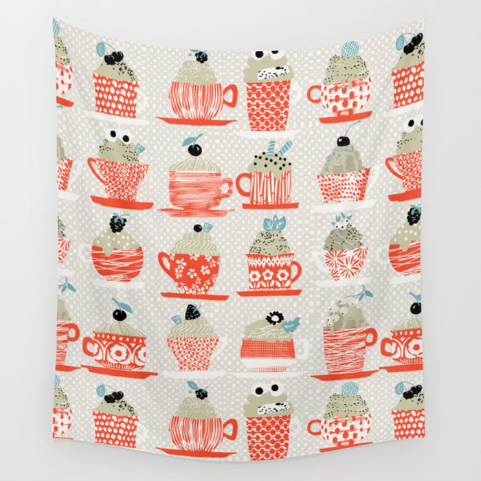 Sweet monster cupcake red Wall Tapestry Gallery Image 1