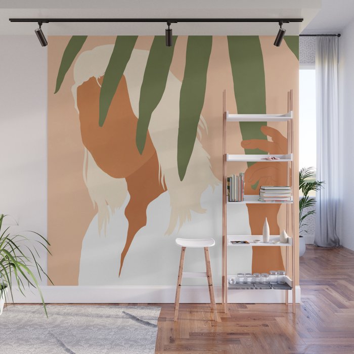 Musafir | Traveler Feminism Woman of Color in White Shirt | Palm Tropical Minimal Bohemian Fashion  Wall Mural Gallery Image 1