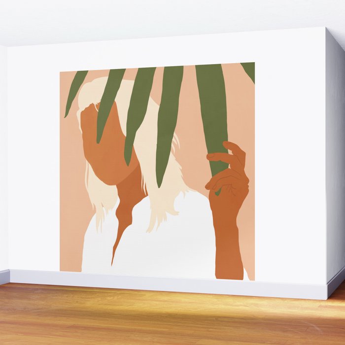 Musafir | Traveler Feminism Woman of Color in White Shirt | Palm Tropical Minimal Bohemian Fashion  Wall Mural Gallery Image 2