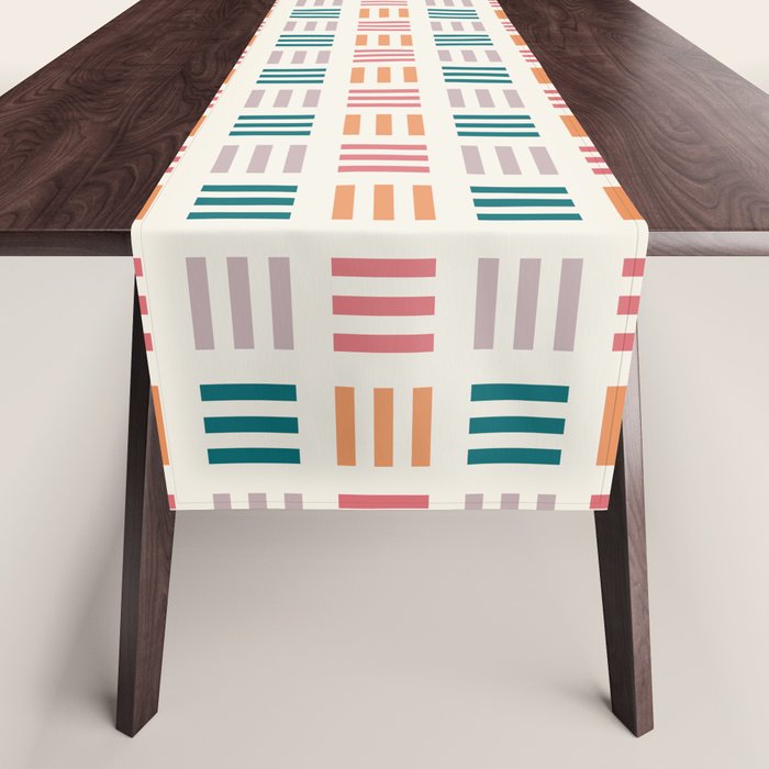 Modern Geometric Color Block Pattern Table Runner Gallery Image 1
