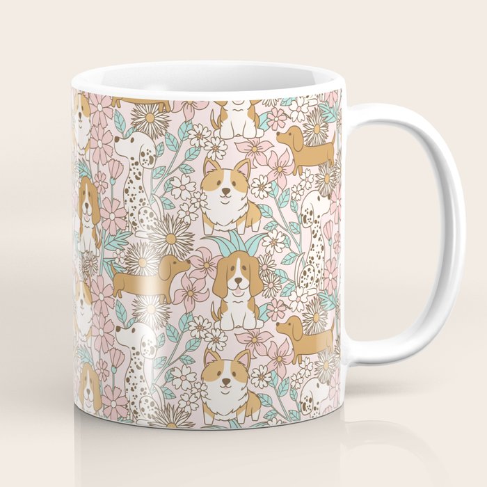 Floral Puppies Coffee Mug Gallery Image 1