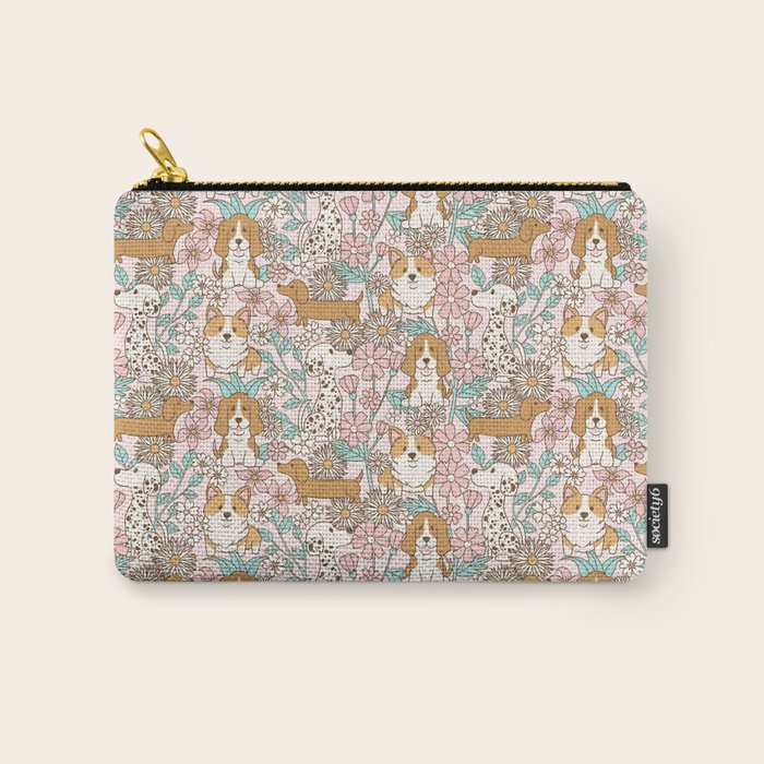 Floral Puppies Carry All Pouch Gallery Image 1