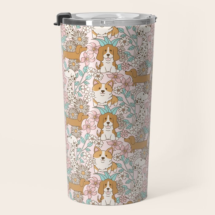 Floral Puppies Travel Mug Gallery Image 3