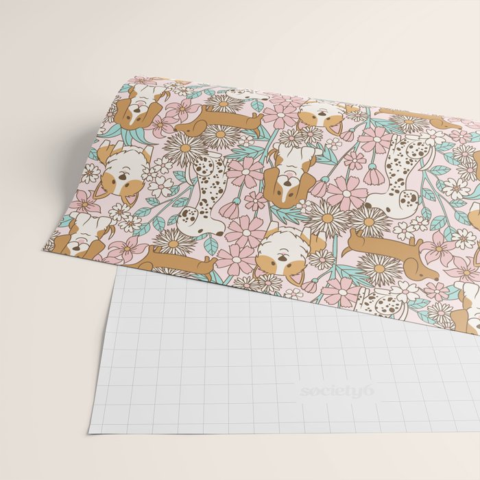 Floral Puppies Wrapping Paper Gallery Image 2