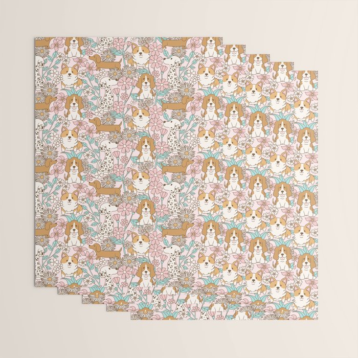 Floral Puppies Wrapping Paper Gallery Image 3