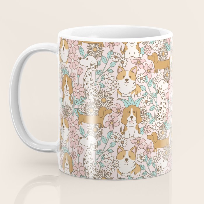 Floral Puppies Coffee Mug Gallery Image 3