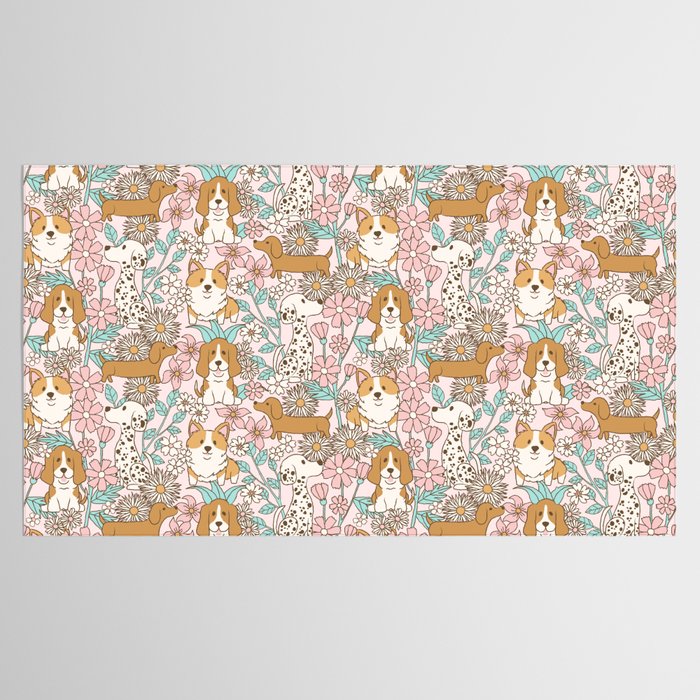 Floral Puppies Tablecloth Gallery Image 2