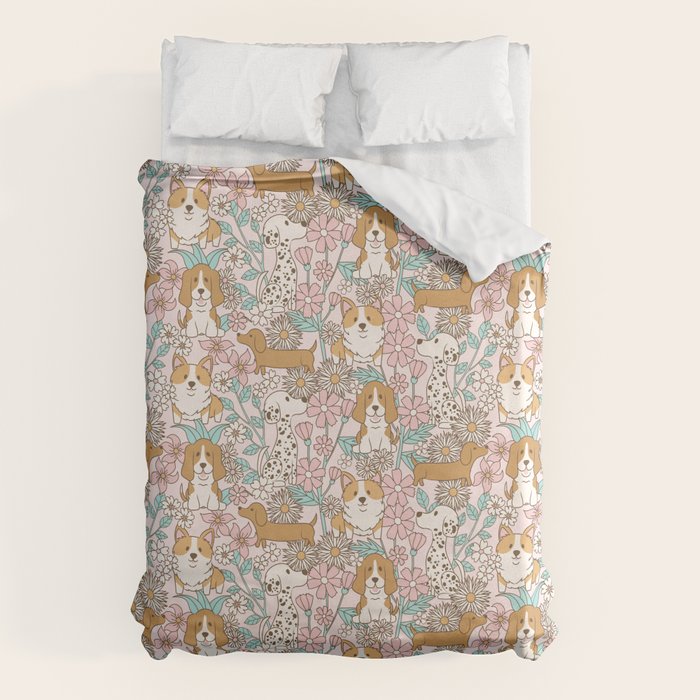 Floral Puppies Duvet Cover Gallery Image 1
