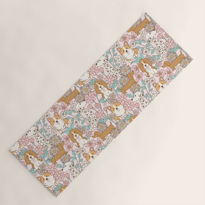 Floral Puppies Yoga Mat Gallery Image 1