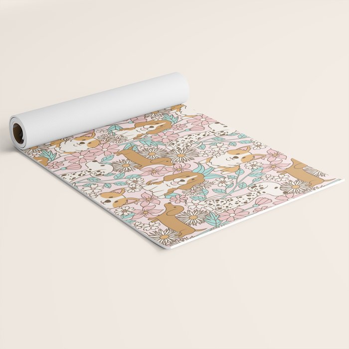 Floral Puppies Yoga Mat Gallery Image 2