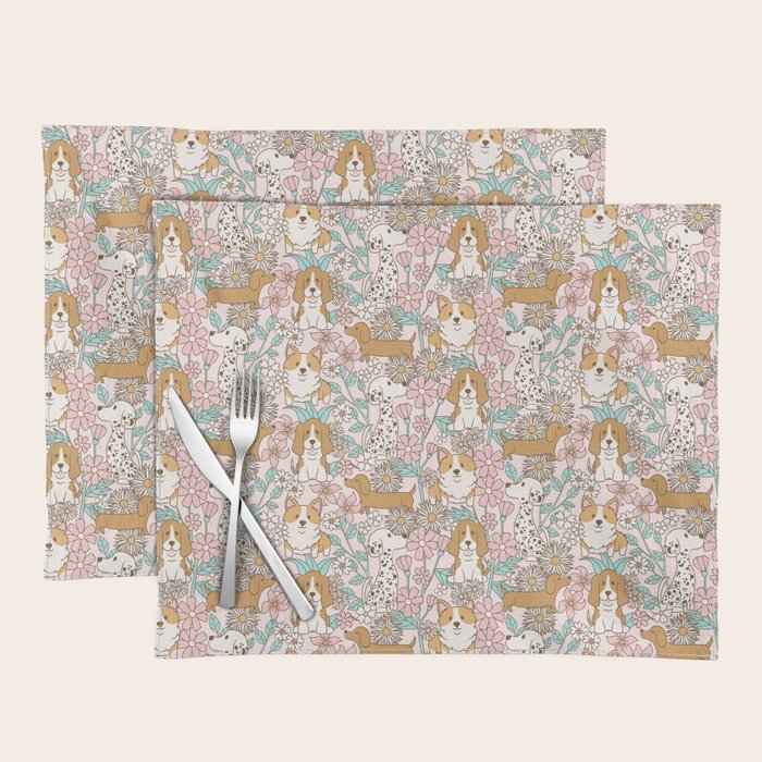Floral Puppies Placemat Gallery Image 1
