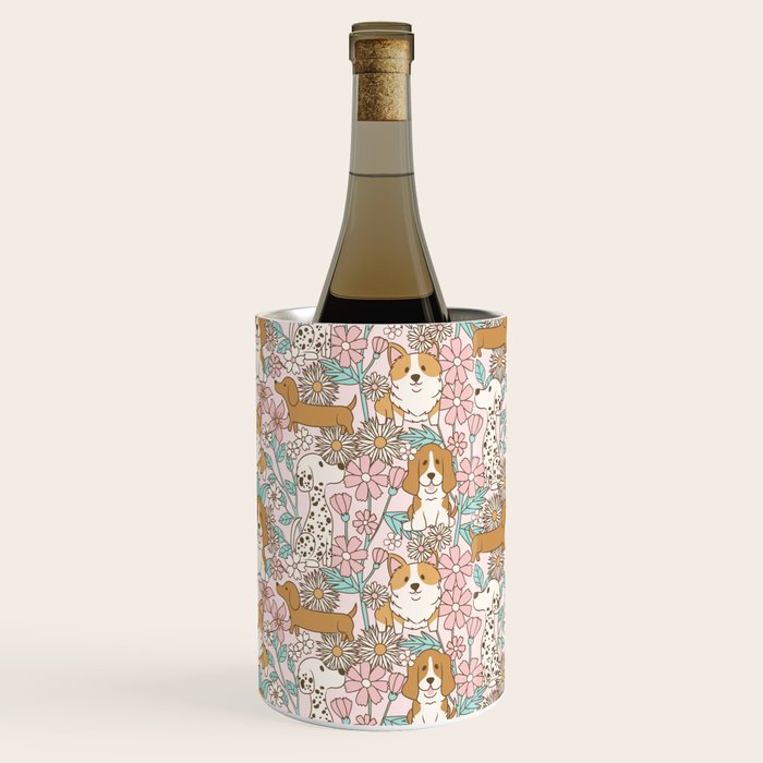 Floral Puppies Wine Chiller Gallery Image 1