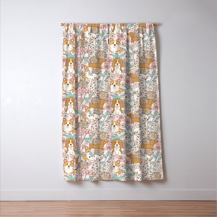 Floral Puppies Window Curtain Gallery Image 3