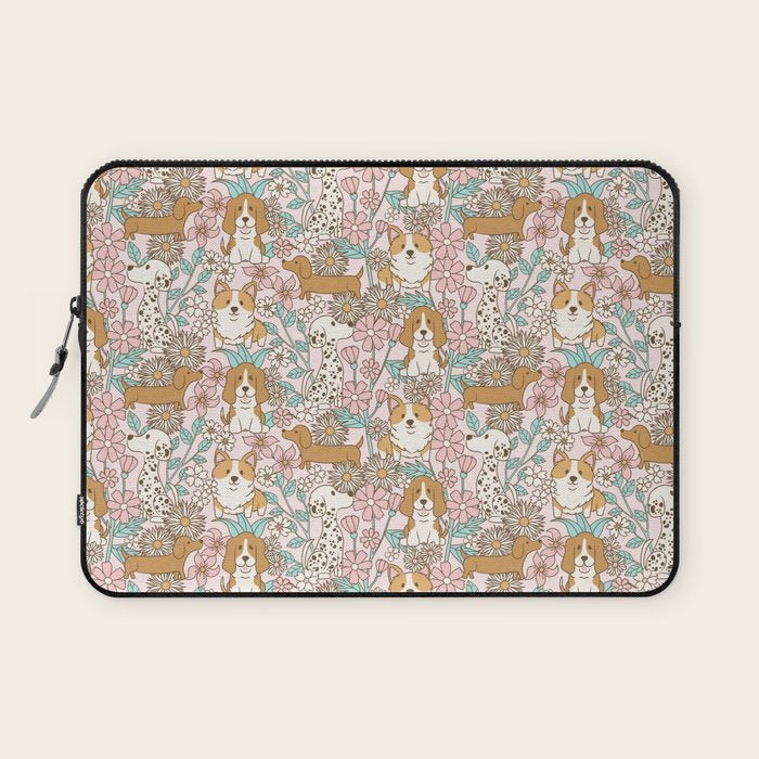 Floral Puppies Laptop Sleeve Gallery Image 1