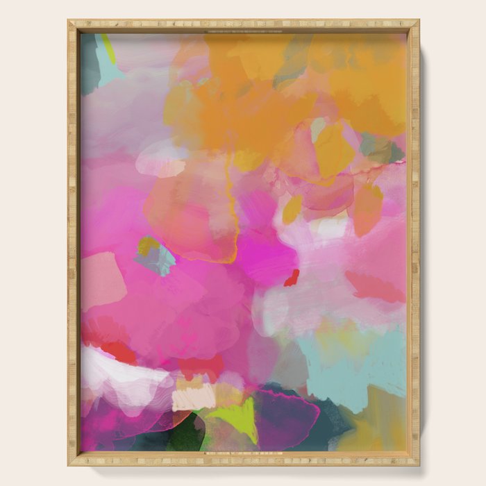 pink sun clouds abstract Serving Tray Gallery Image 1