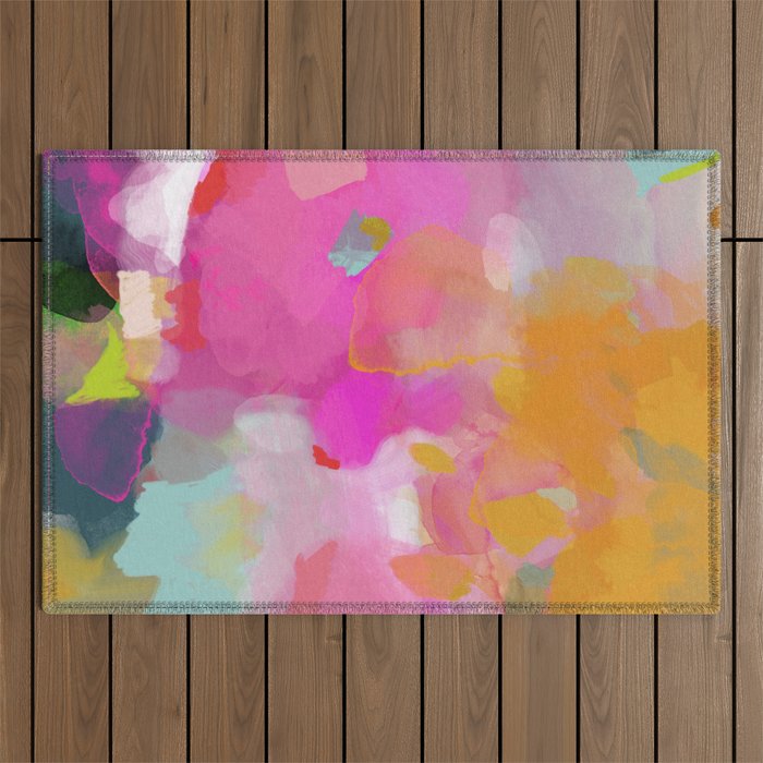 pink sun clouds abstract Outdoor Rug Gallery Image 1