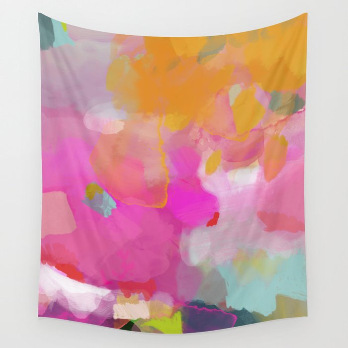 pink sun clouds abstract Wall Tapestry Gallery Image 1
