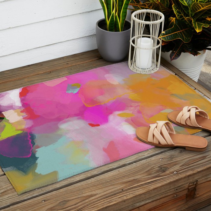 pink sun clouds abstract Outdoor Rug Gallery Image 2