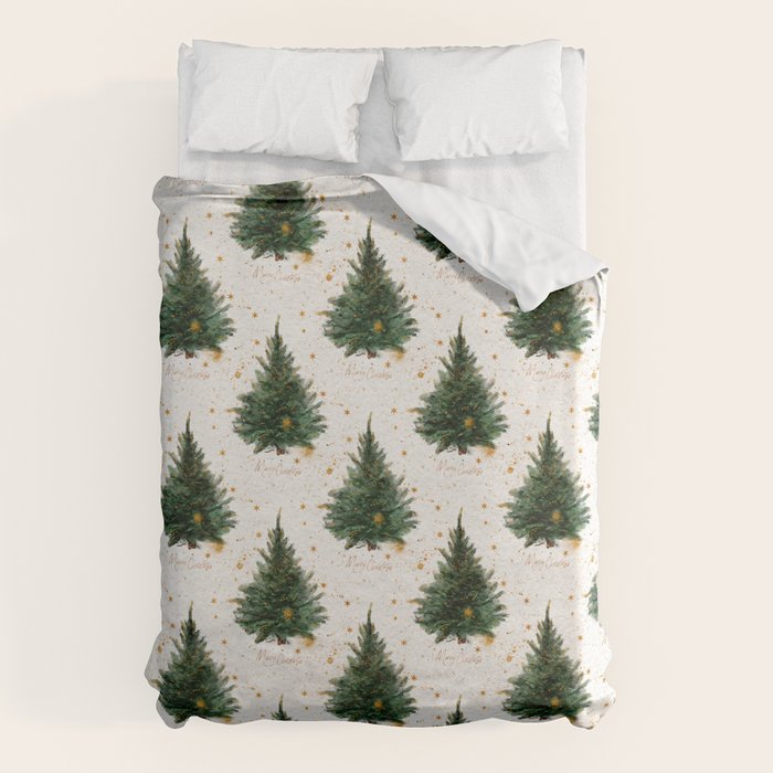 Vintage Merry Christmas Tree  Duvet Cover Gallery Image 1