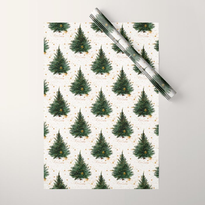 Vintage Merry Christmas Tree  Wrapping Paper Gallery Image 1