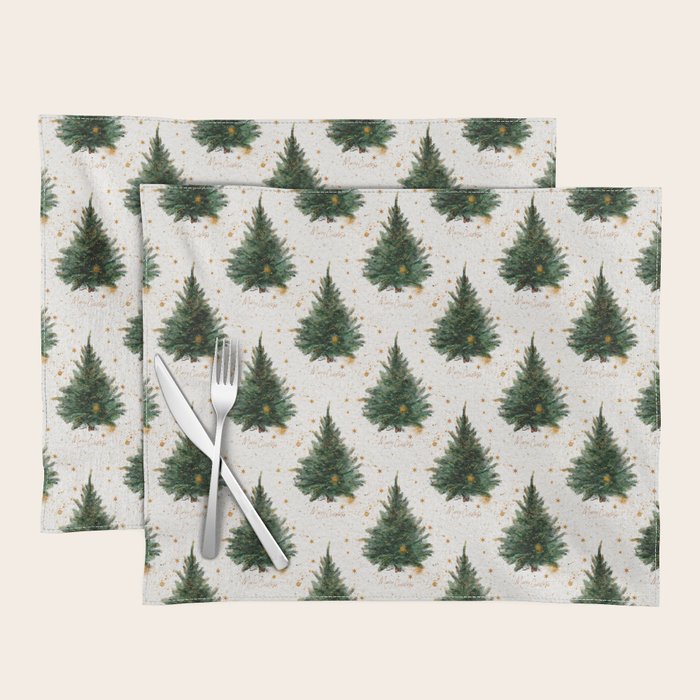 Vintage Merry Christmas Tree  Placemat Gallery Image 1