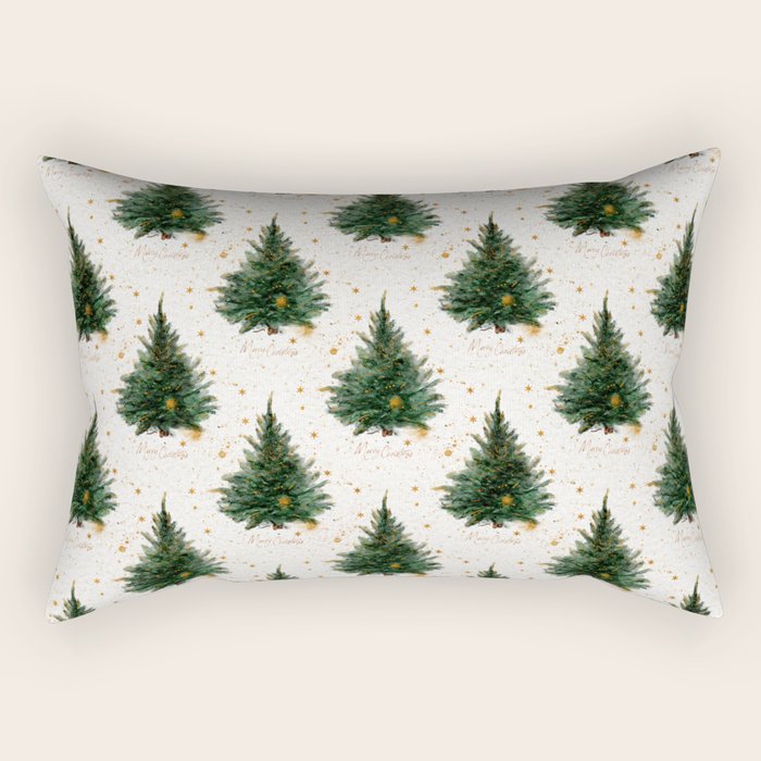 Vintage Merry Christmas Tree  Rectangular Pillow Gallery Image 1