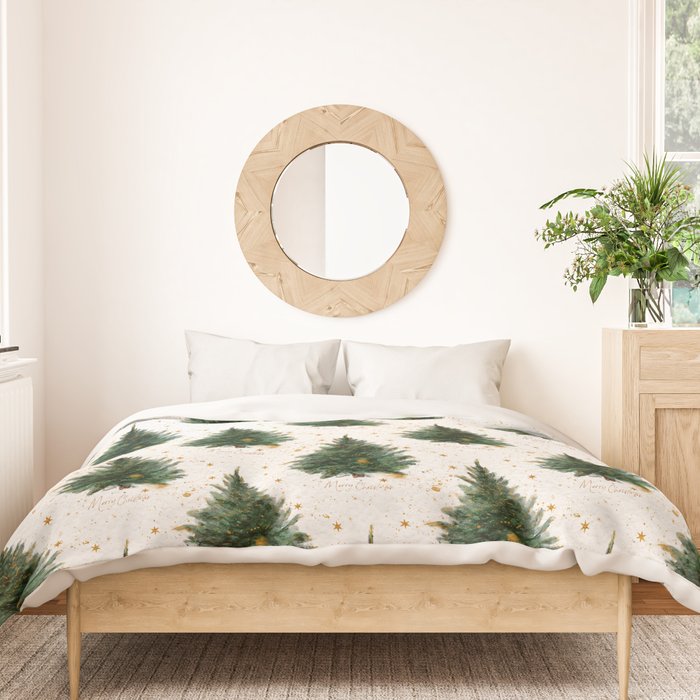 Vintage Merry Christmas Tree  Duvet Cover Gallery Image 3
