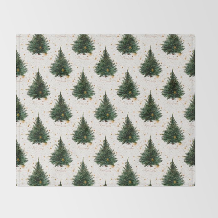 Vintage Merry Christmas Tree  Throw Blanket Gallery Image 2