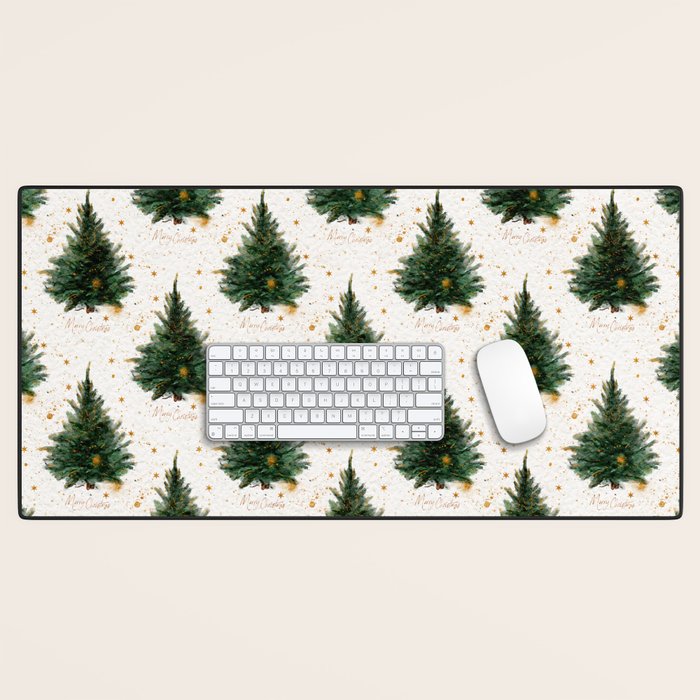 Vintage Merry Christmas Tree  Desk Mat Gallery Image 1