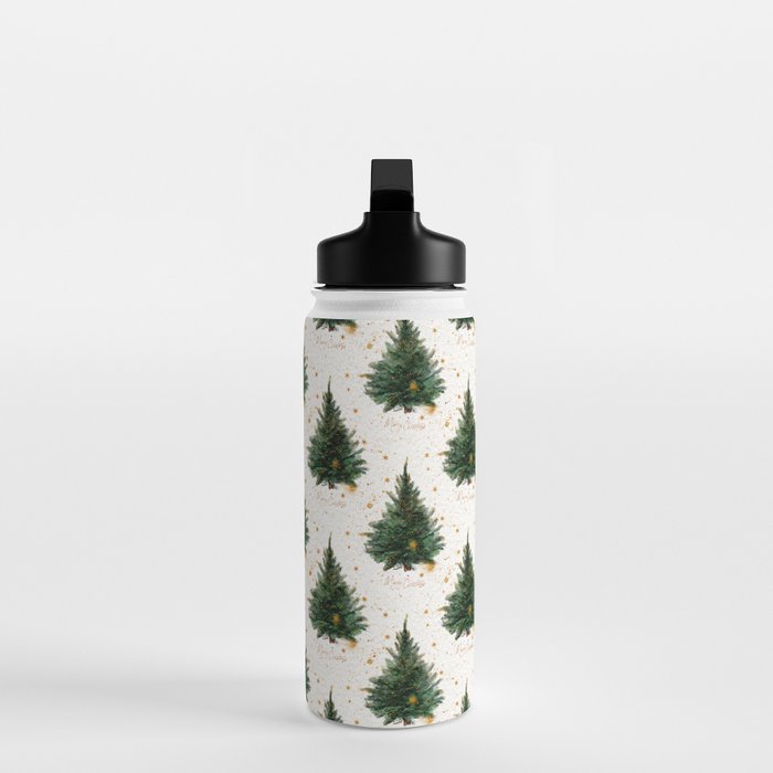 Vintage Merry Christmas Tree  Water Bottle Gallery Image 3