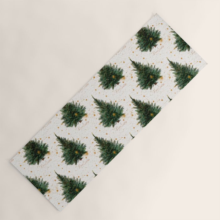 Vintage Merry Christmas Tree  Yoga Mat Gallery Image 1