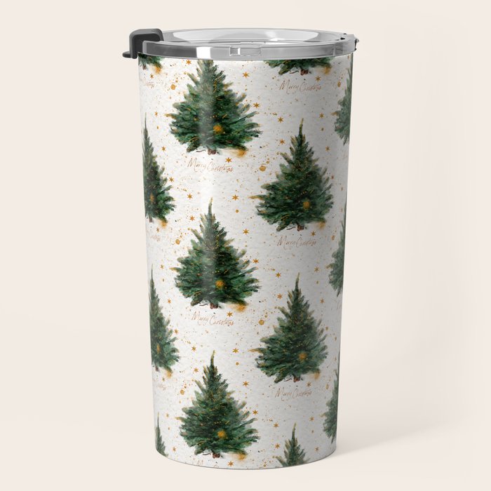 Vintage Merry Christmas Tree  Travel Mug Gallery Image 3