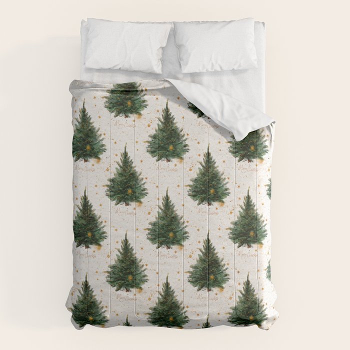 Vintage Merry Christmas Tree  Comforter Gallery Image 1