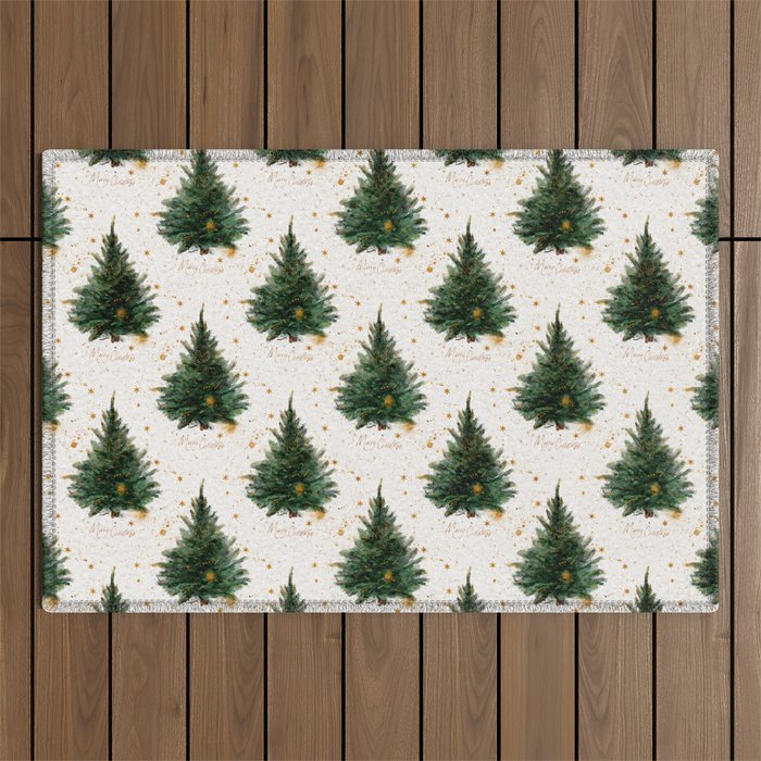 Vintage Merry Christmas Tree  Outdoor Rug Gallery Image 1